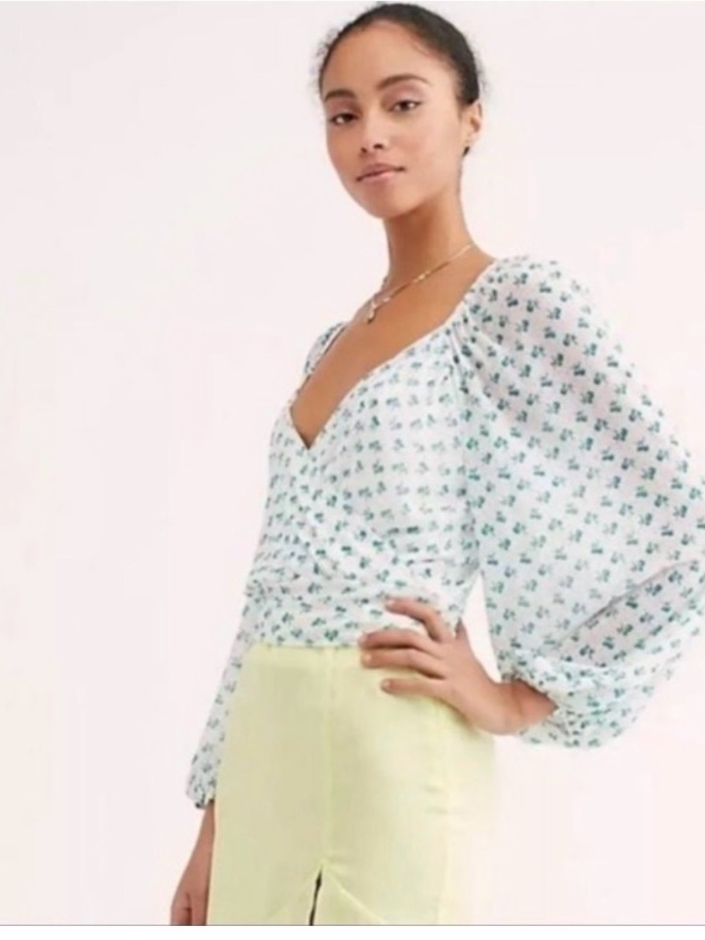 CLOSET CLEAN OUT: Free People Sweetie Pie Floral Sheer mesh Wrap Top green flora
